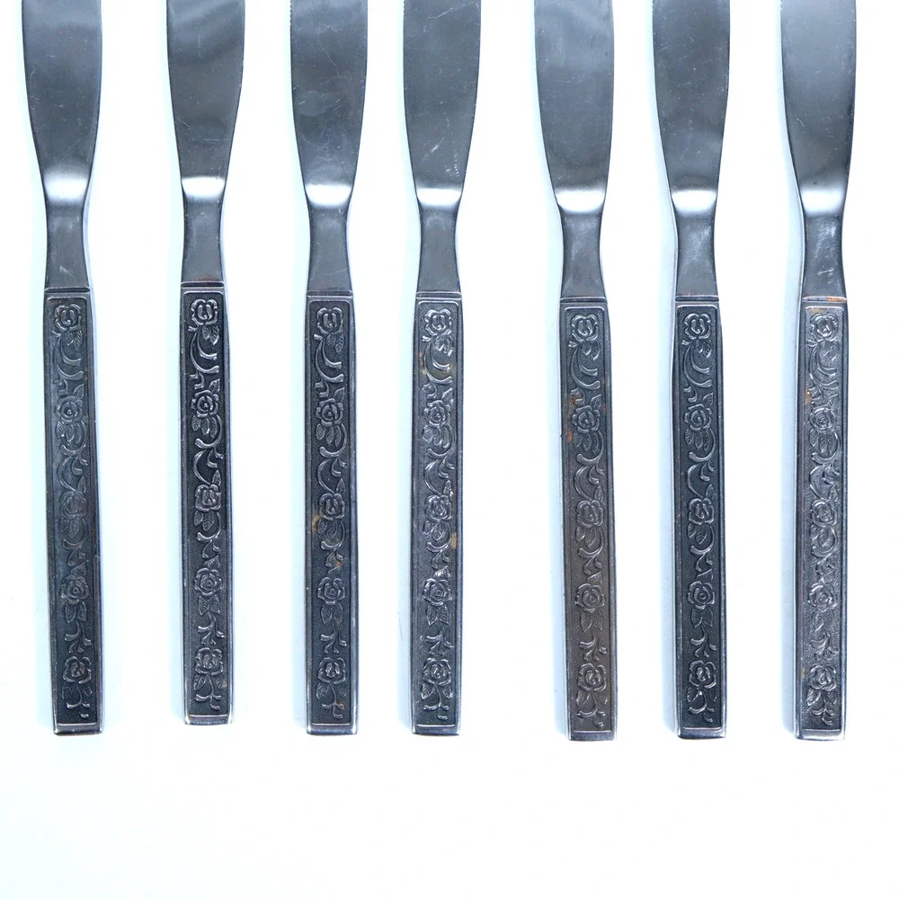 7 National Costellano Stainless Korea Nasco Davao Roses Silverware Dinner Knives
